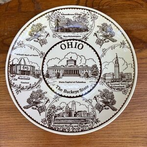 Ohio Buckeye State Collector Plate Fine American Ironstone Wilbur Evans 10 in